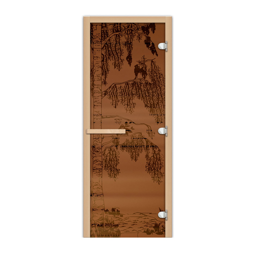 Дверь 1835х620 (1,9х0,7) стекло Береза бронза 8 мм матовое правая (МАГНИТ)