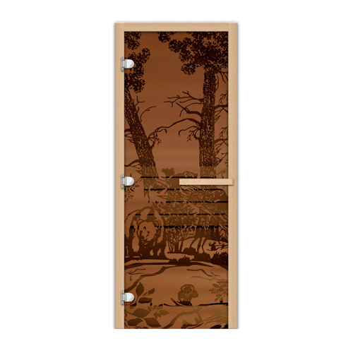 Дверь 1835х620 (1,9х0,7) стекло Мишки бронза 8 мм ЛЕВАЯ (МАГНИТ)