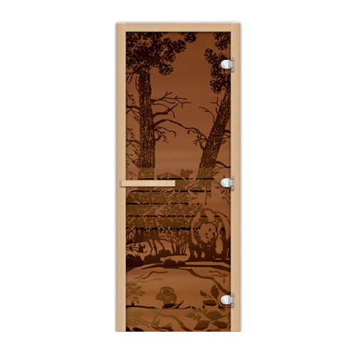Дверь 1835х620 (1,9х0,7) стекло Мишки бронза 8 мм правая (МАГНИТ)