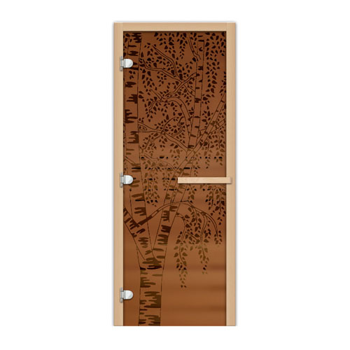 Дверь 1835х620 (1,9х0,7) стекло Береза бронза 8 мм матовое ЛЕВАЯ (МАГНИТ)