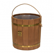 Ведро 13 л. (термо) с латунным обручем, пласт. вставкой, липа, "Банные штучки" 