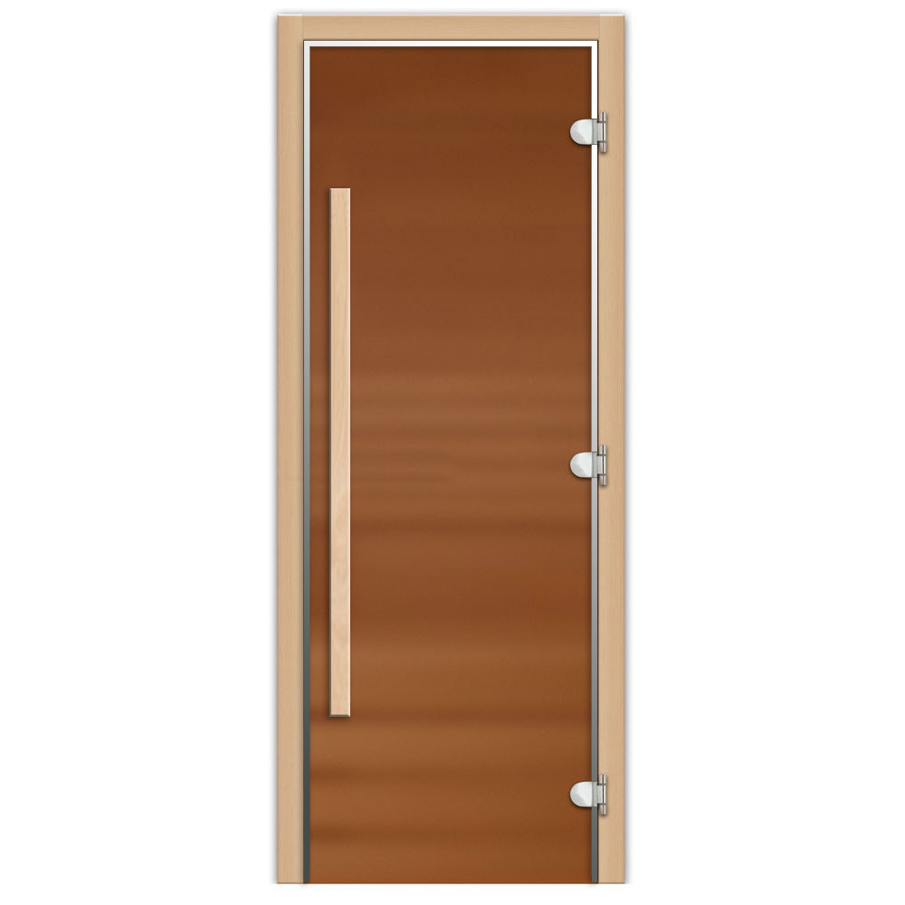 Дверь 1735х620 (1,8х0,7) стекло бронза матовое ПРЕМИУМ Длинная Ручка 8 мм. правая