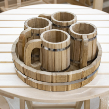 Набор кружек (поднос + 4 кружки) дуб ДК-4 