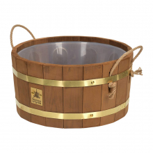 Шайка 10 л (термо) с латунным обручем, пласт. вставкой, липа, "Банные штучки" 